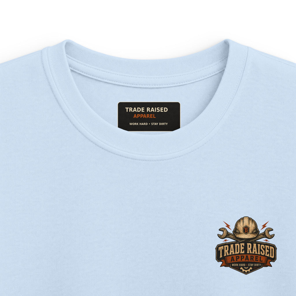 Kids T-Shirt - "Raised With Trades" Blue Collar Kid Graphic Tee