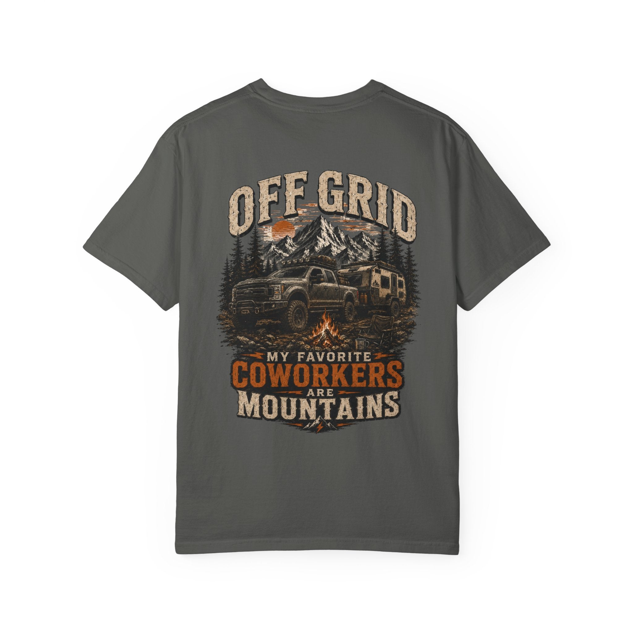 Off Grid Mountains T-Shirt — "Off Grid: My Favorite Coworkers Are Mountains" Adventure Tee