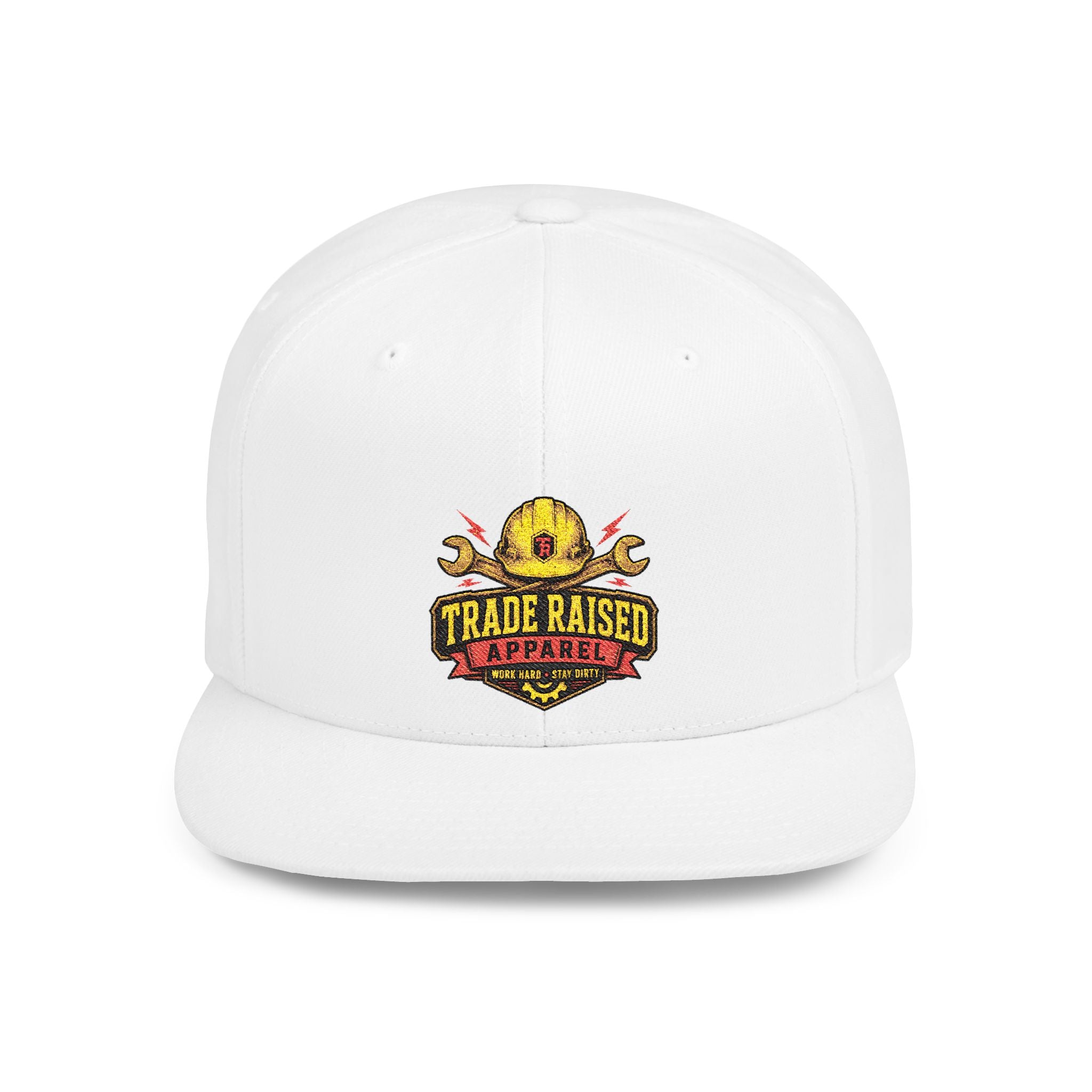 Flat Bill Snapback Hat — "Trade Raised" Logo Cap