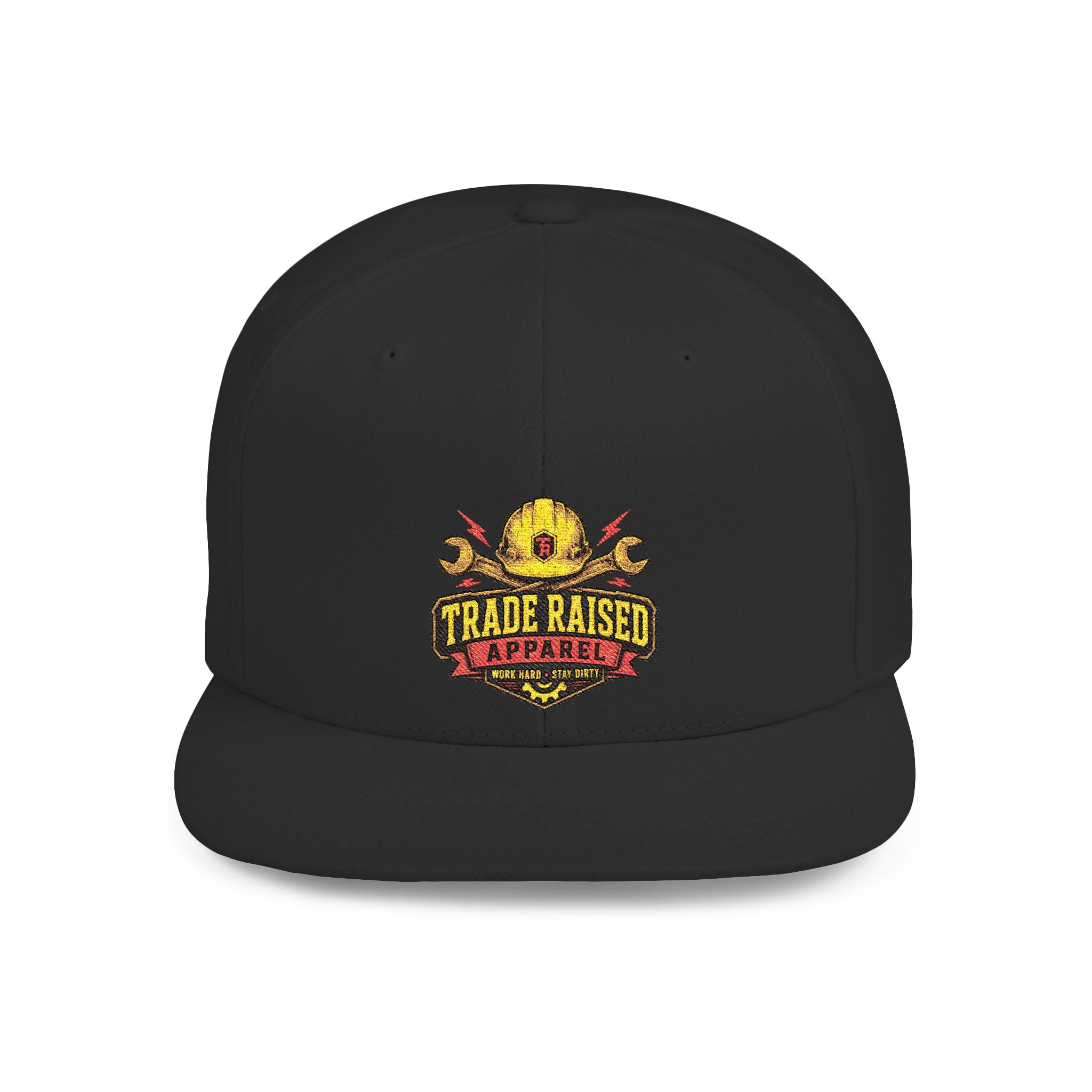 Flat Bill Snapback Hat — "Trade Raised" Logo Cap