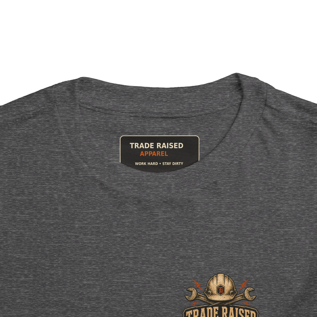 Toddler Tee — "Raised in the Trades" Blue Collar Kid Shirt