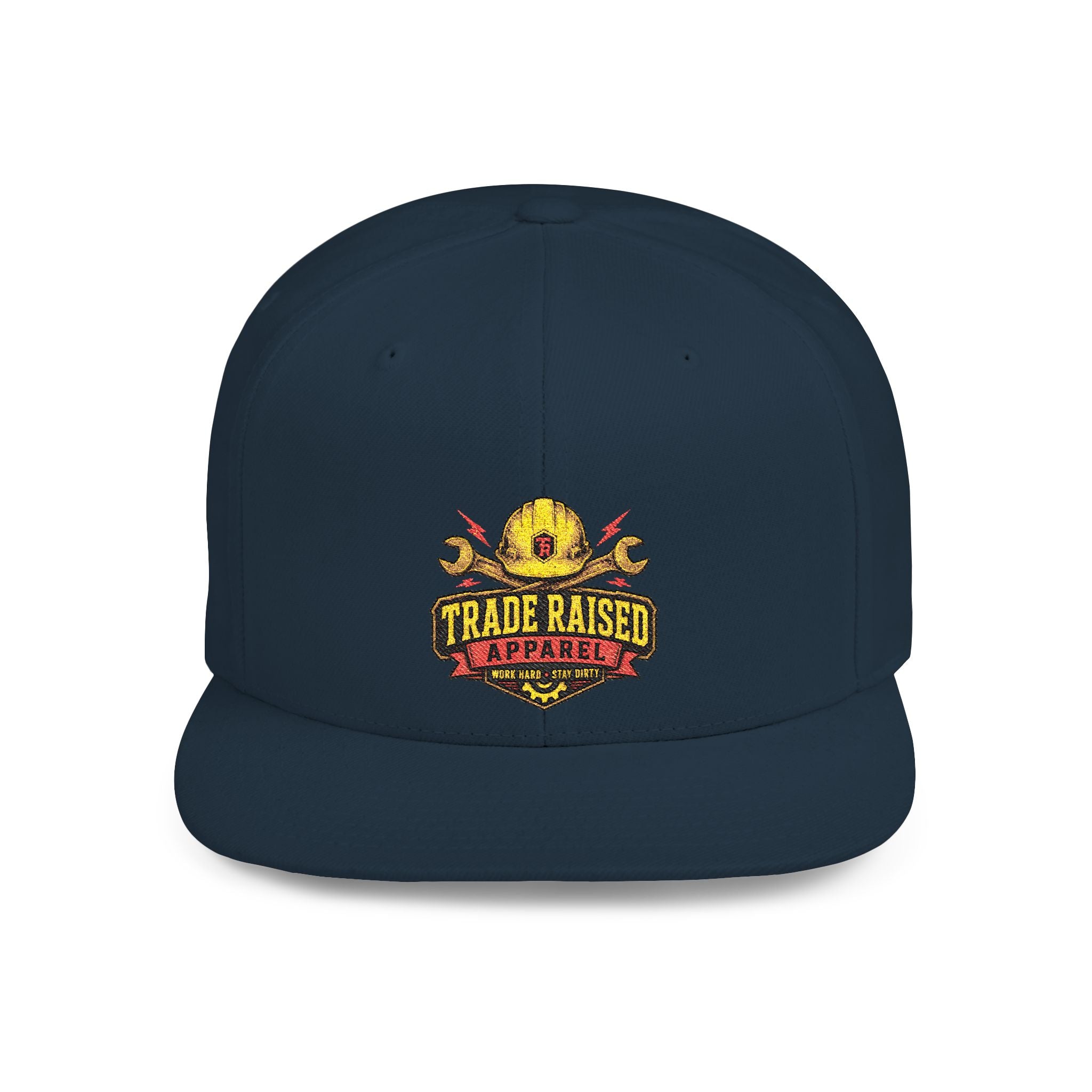 Flat Bill Snapback Hat — "Trade Raised" Logo Cap