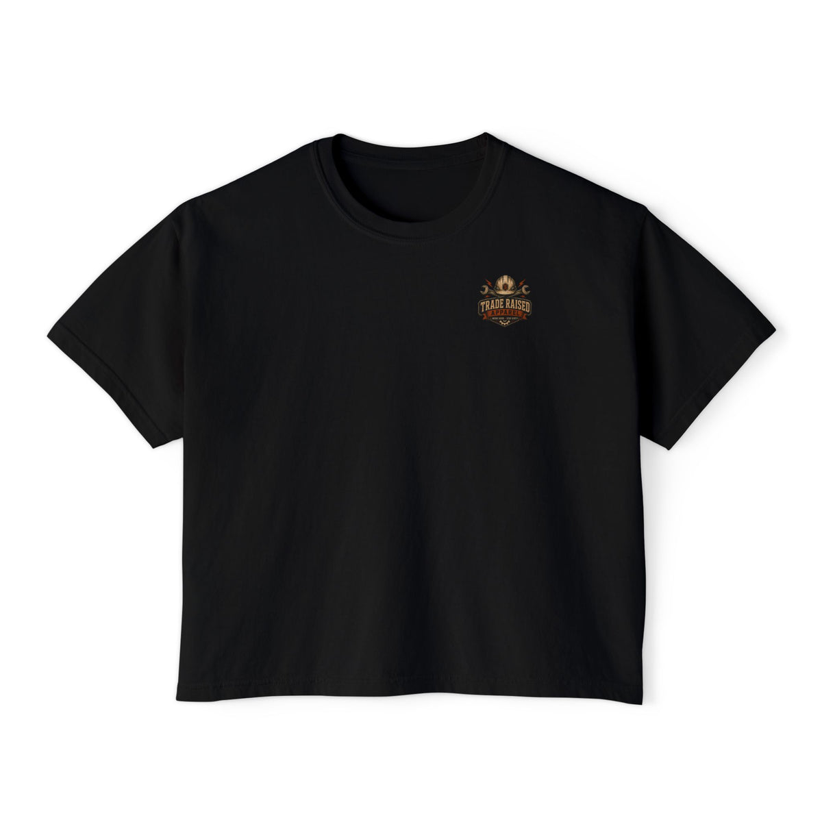 Blue Collar Brat Women's Boxy Tee — Retro Workwear Graphic Crop T-Shirt