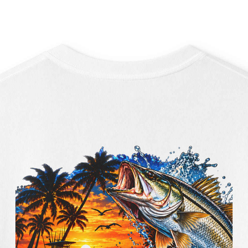 Kids Tee — Tropical Fishing Sunset Graphic (Back) with Small Front Logo