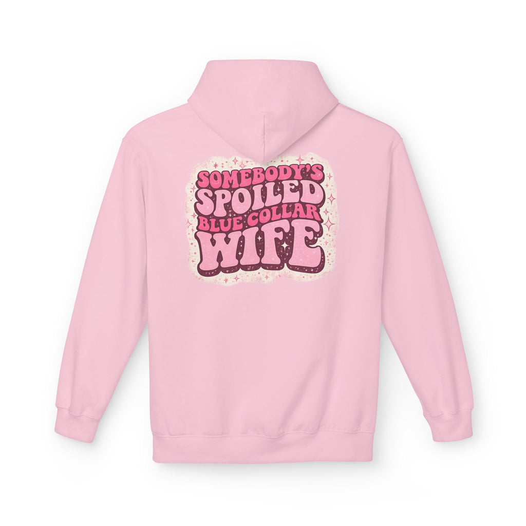 Somebody's Spoiled Blue Collar Wife Hoodie - Pink Retro Graphic Pullover
