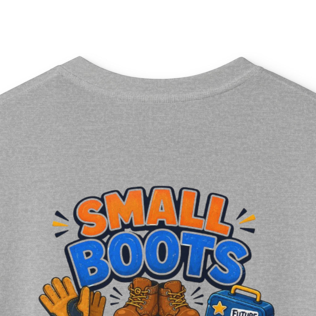 Kids Tee — "Small Boots Big Jobs" Construction Graphic Shirt for Young Builders