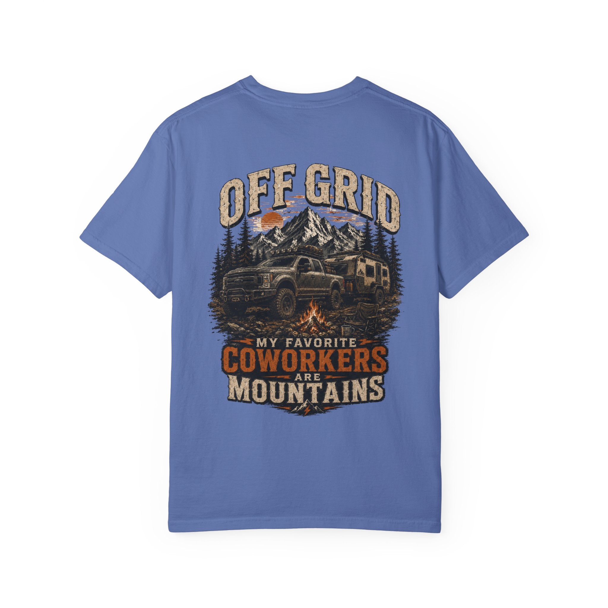 Off Grid Mountains T-Shirt — "Off Grid: My Favorite Coworkers Are Mountains" Adventure Tee