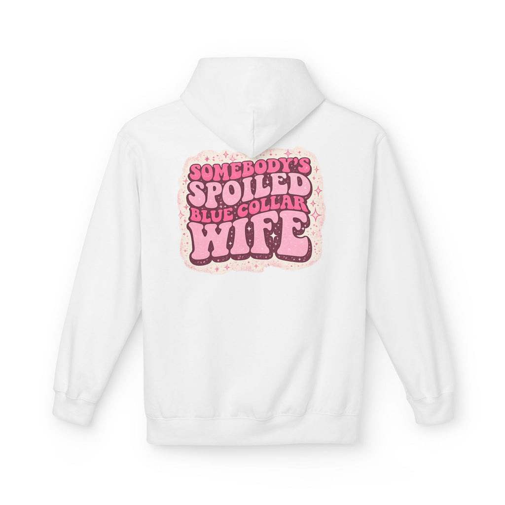 Somebody's Spoiled Blue Collar Wife Hoodie - Pink Retro Graphic Pullover