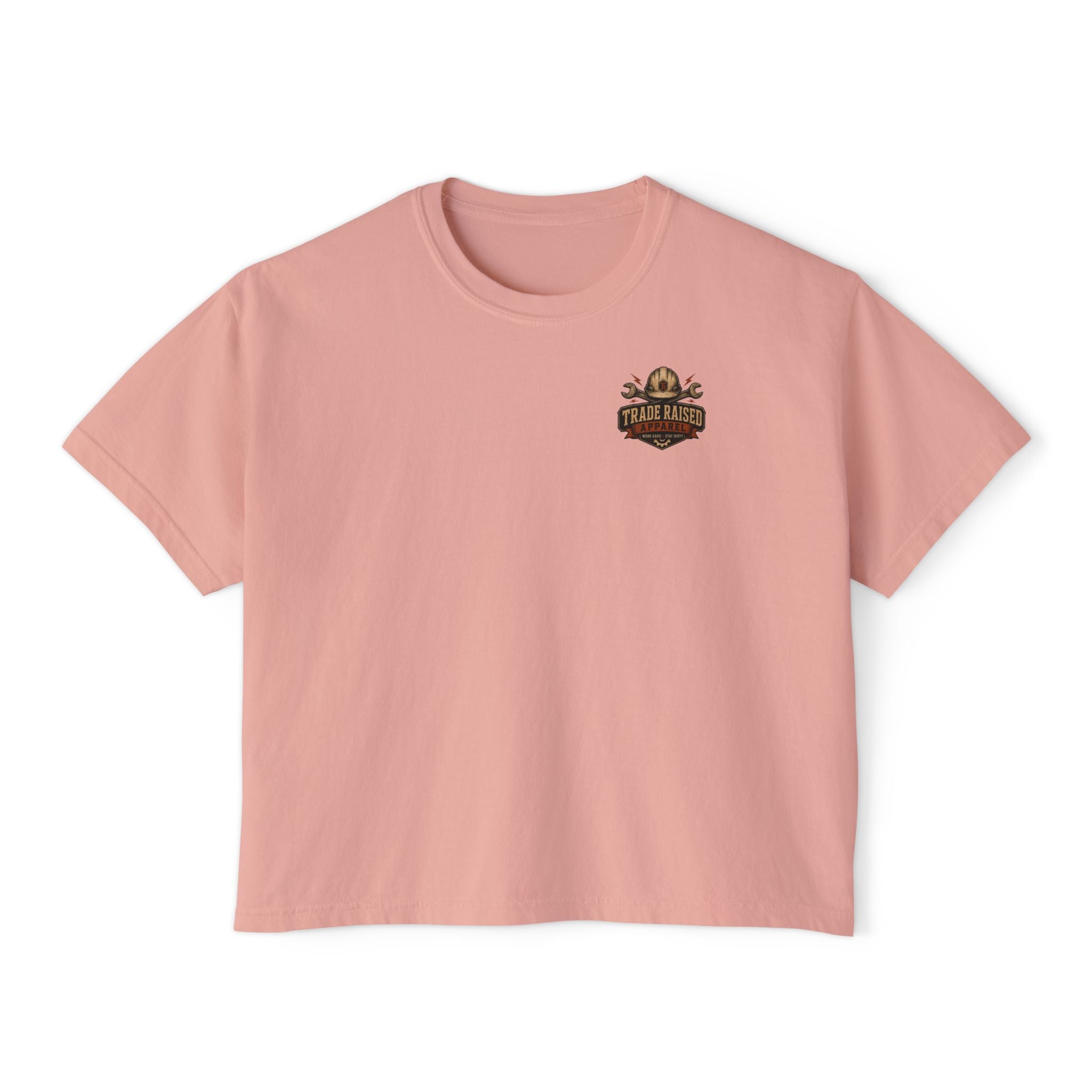 Blue Collar Wife Boxy Tee — "Built Tough, Love Hard" Vintage Worker Wife Shirt