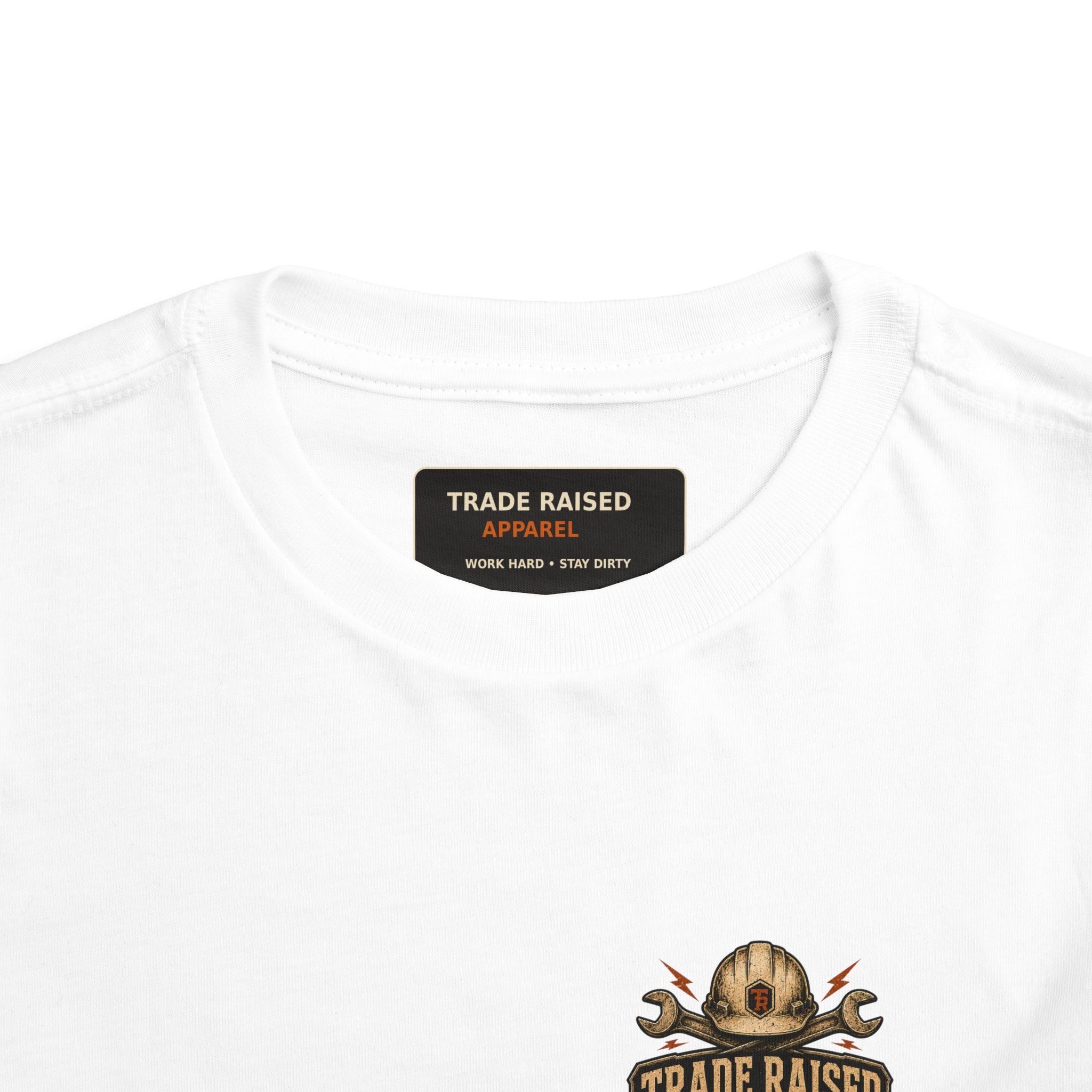 Toddler Tee — "Raised in the Trades" Blue Collar Kid Shirt