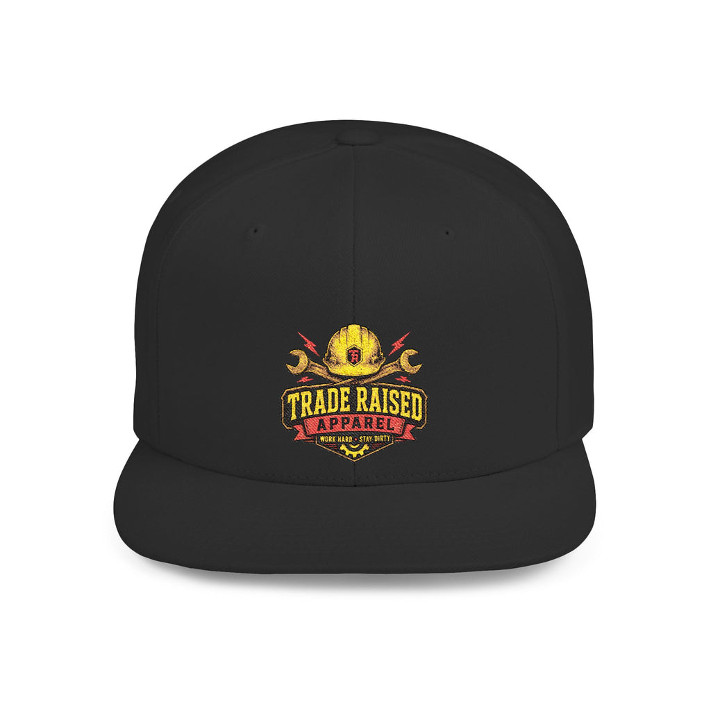 Flat Bill Snapback Hat — "Trade Raised" Logo Cap