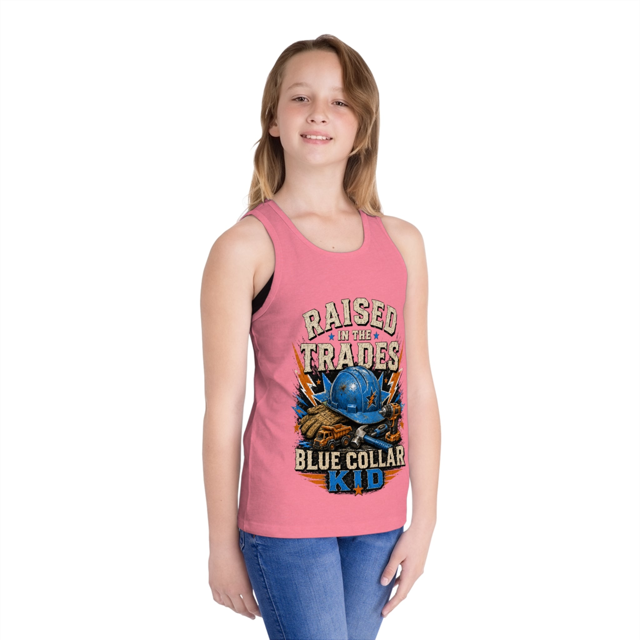 Raised by the Trades Blue Collar Kid Tank Top (Kids)