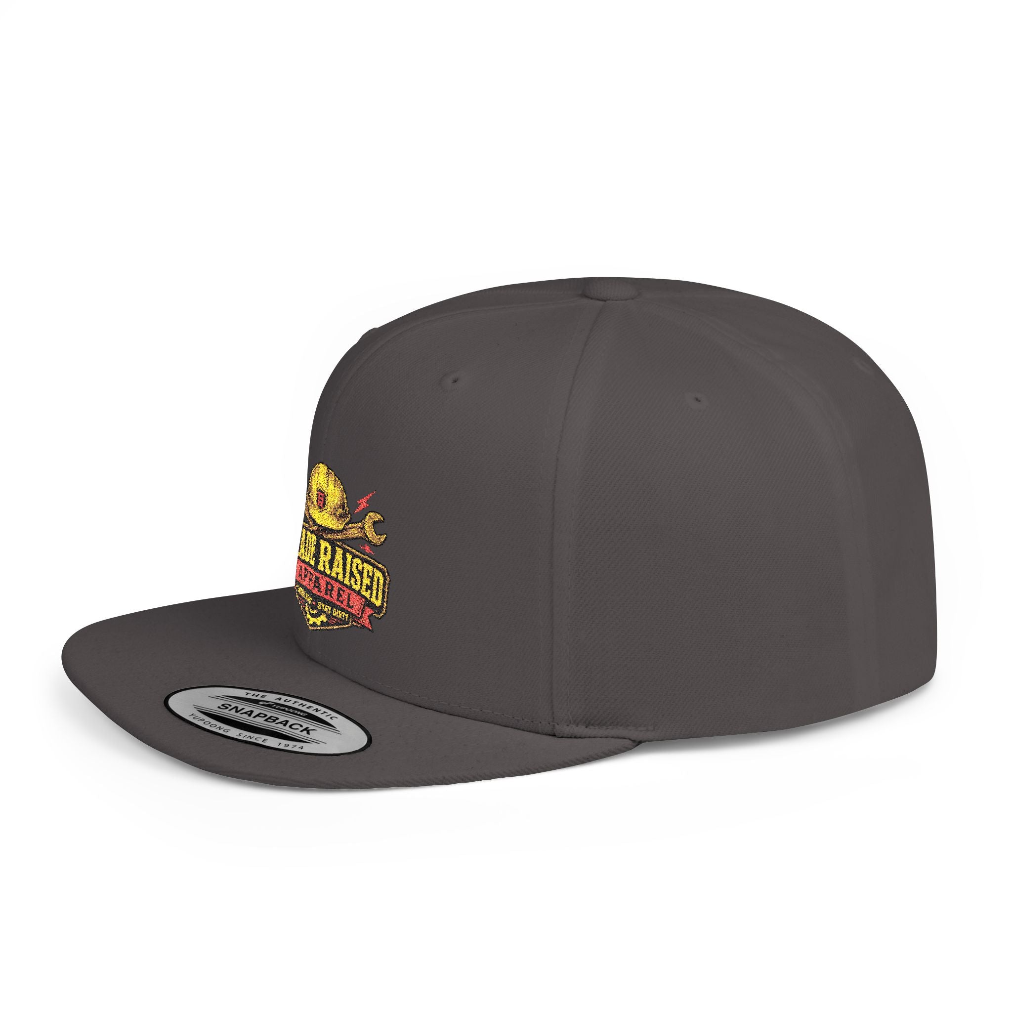 Flat Bill Snapback Hat — "Trade Raised" Logo Cap
