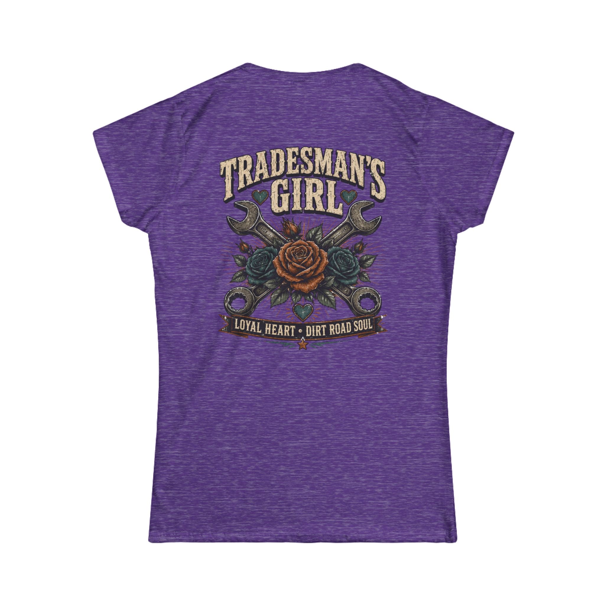 Tradesman's Girl Women's Tee — 'Loyal Heart • Dirt Road Soul' Vintage Wrench & Rose Shirt
