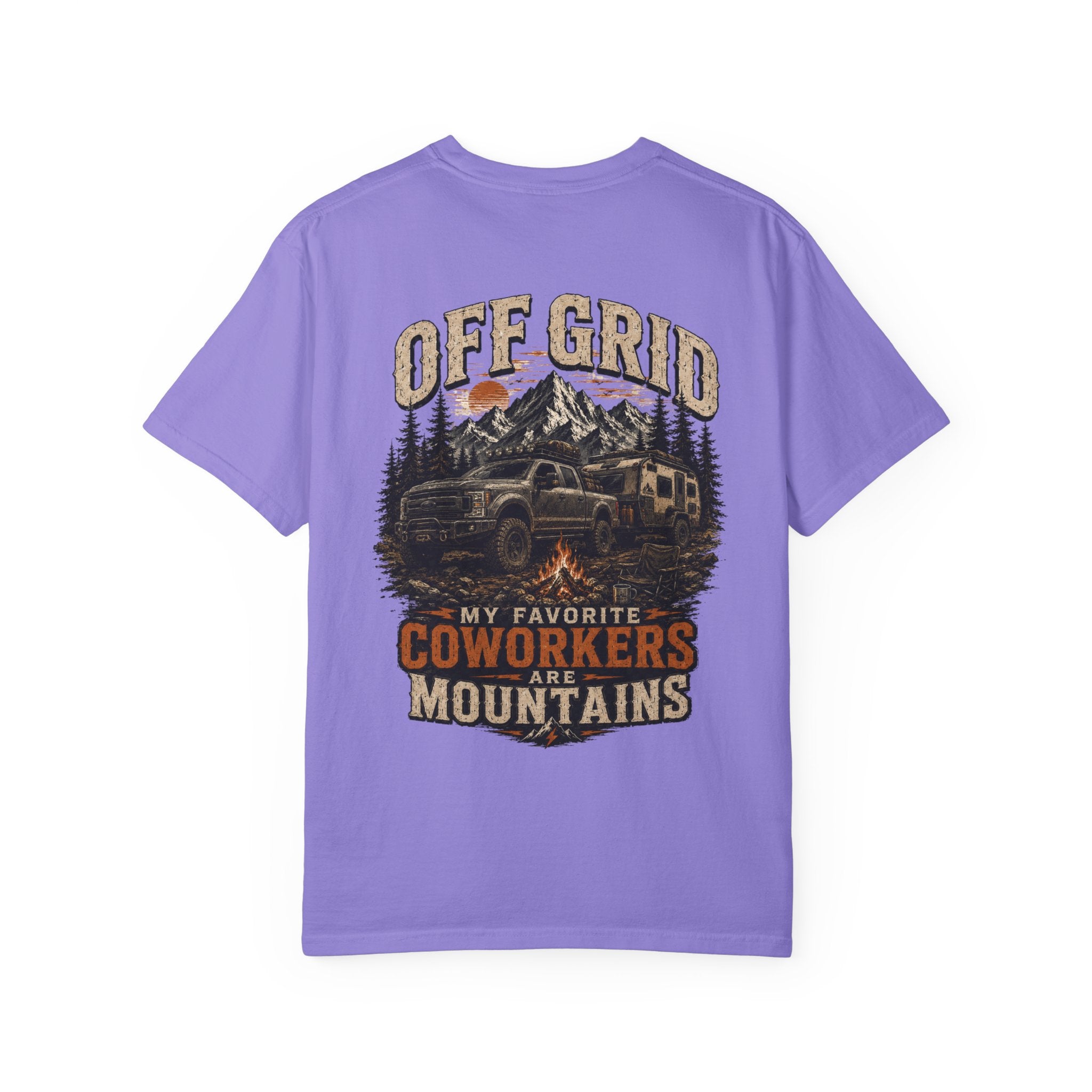 Off Grid Mountains T-Shirt — "Off Grid: My Favorite Coworkers Are Mountains" Adventure Tee
