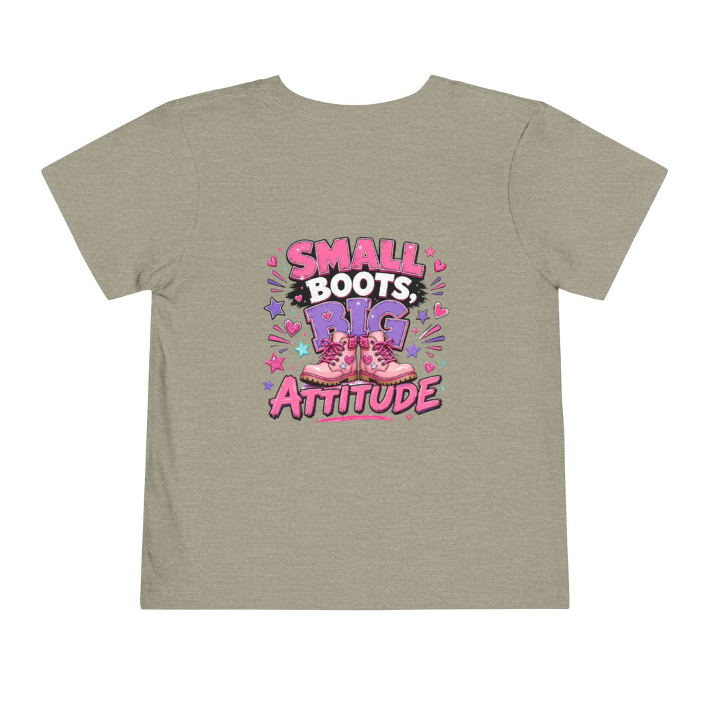 Toddler Tee — "Small Boots, Big Attitude" Pink Cowgirl Graphic