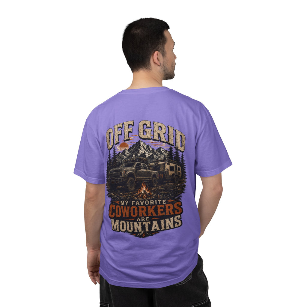 Off Grid Mountains T-Shirt — "Off Grid: My Favorite Coworkers Are Mountains" Adventure Tee