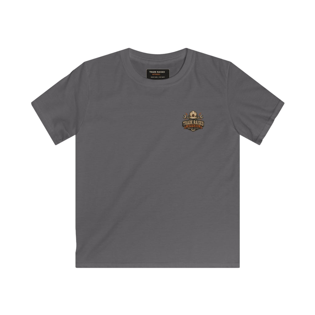 Kids T-Shirt - "Raised With Trades" Blue Collar Kid Graphic Tee