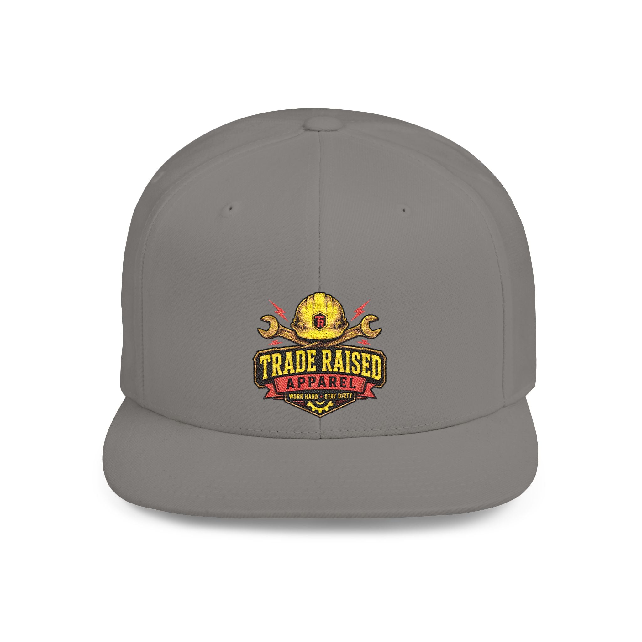 Flat Bill Snapback Hat — "Trade Raised" Logo Cap