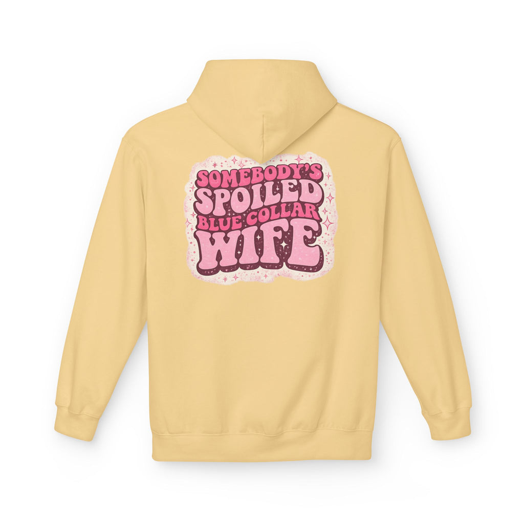 Somebody's Spoiled Blue Collar Wife Hoodie - Pink Retro Graphic Pullover