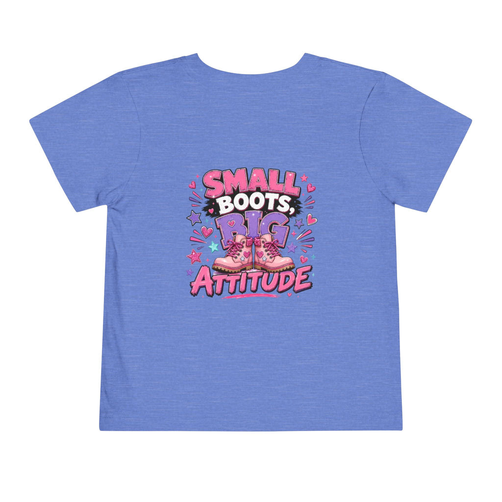 Toddler Tee — "Small Boots, Big Attitude" Pink Cowgirl Graphic