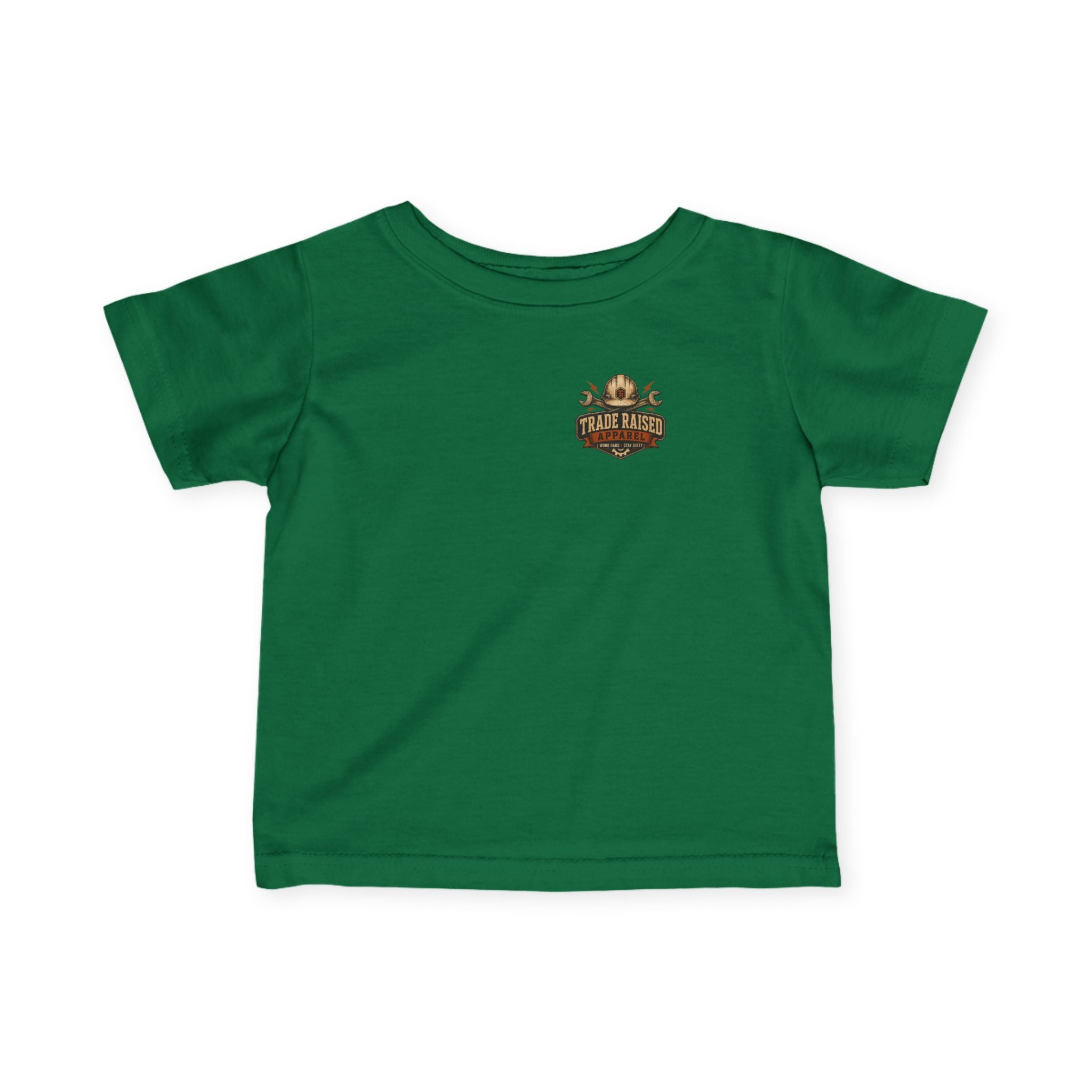 Infant Tee — “Small Boots Big Jobs” Construction Baby Shirt