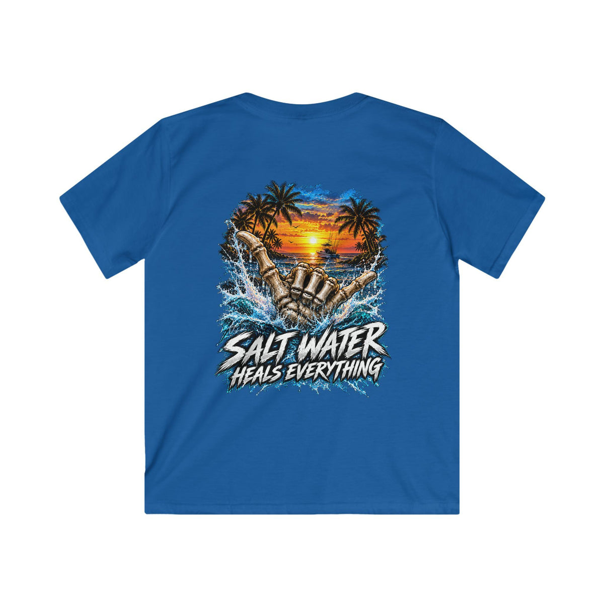 Kids T-Shirt — "Salt Water Heals Everything" Tropical Sunset Beach Tee