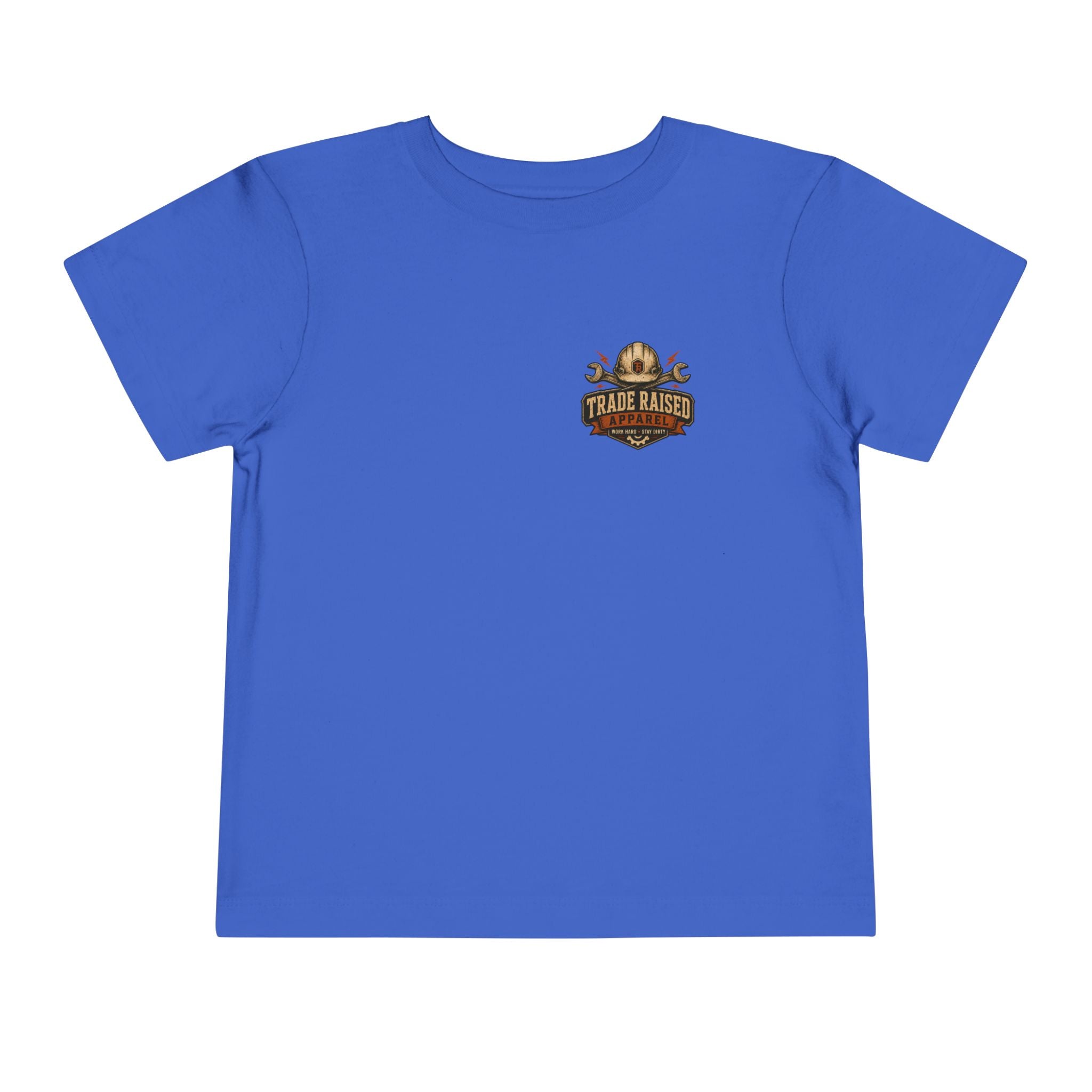 Toddler Tee — "Raised in the Trades" Blue Collar Kid Shirt