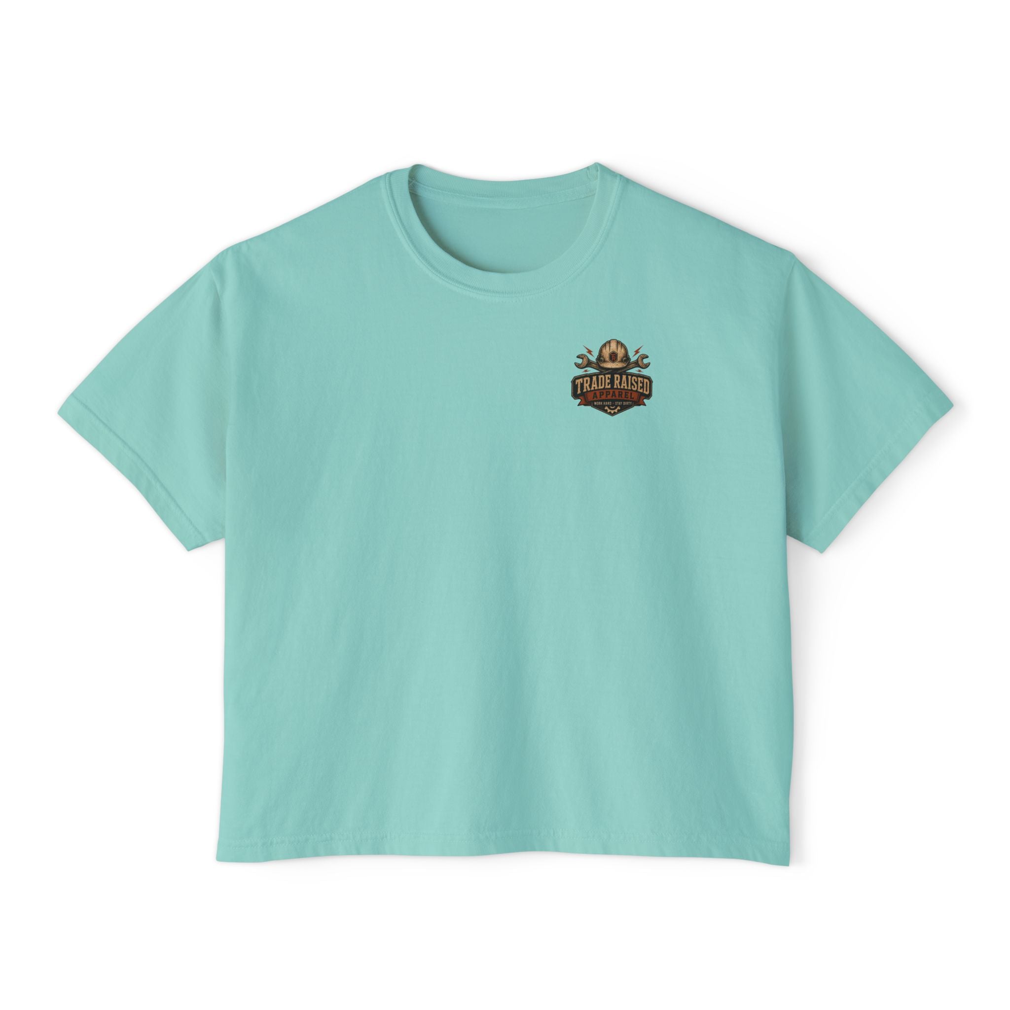 Blue Collar Wife Boxy Tee — "Built Tough, Love Hard" Vintage Worker Wife Shirt