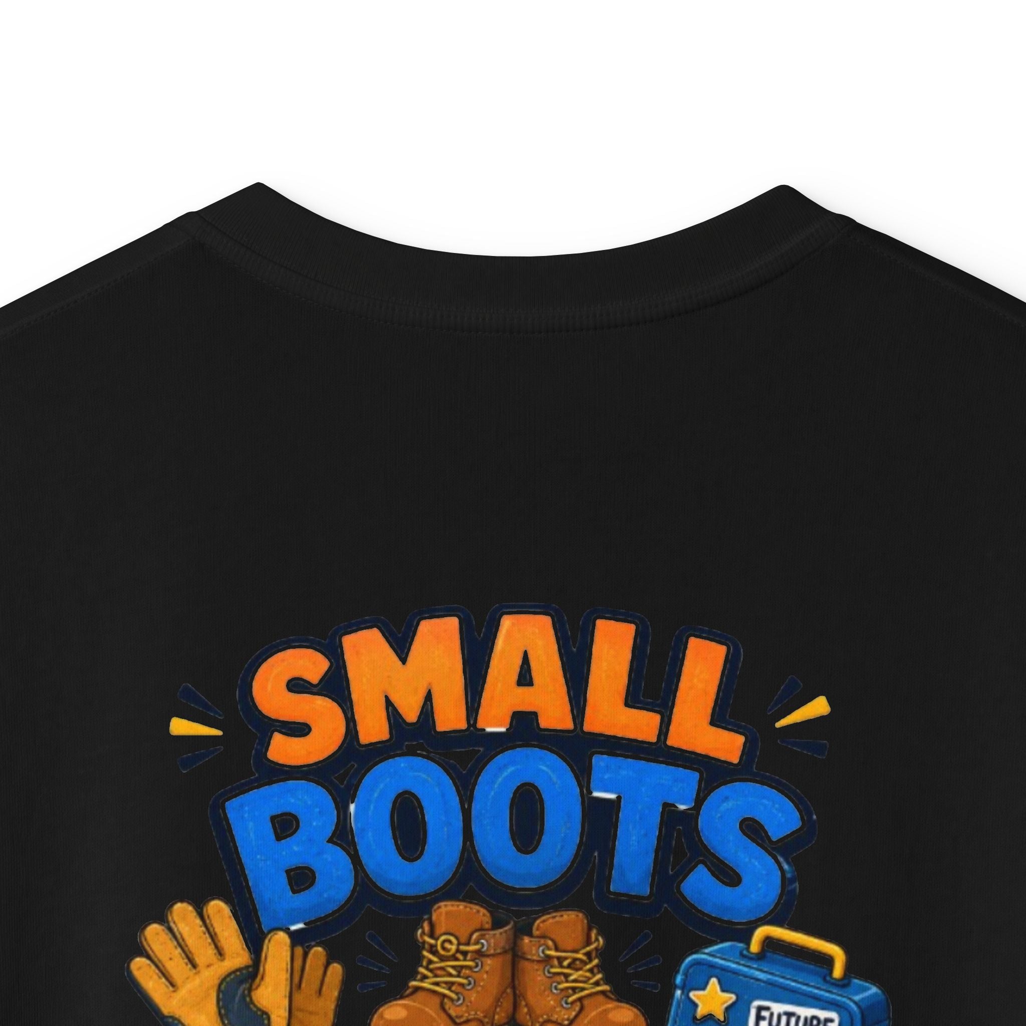 Kids Tee — "Small Boots Big Jobs" Construction Graphic Shirt for Young Builders