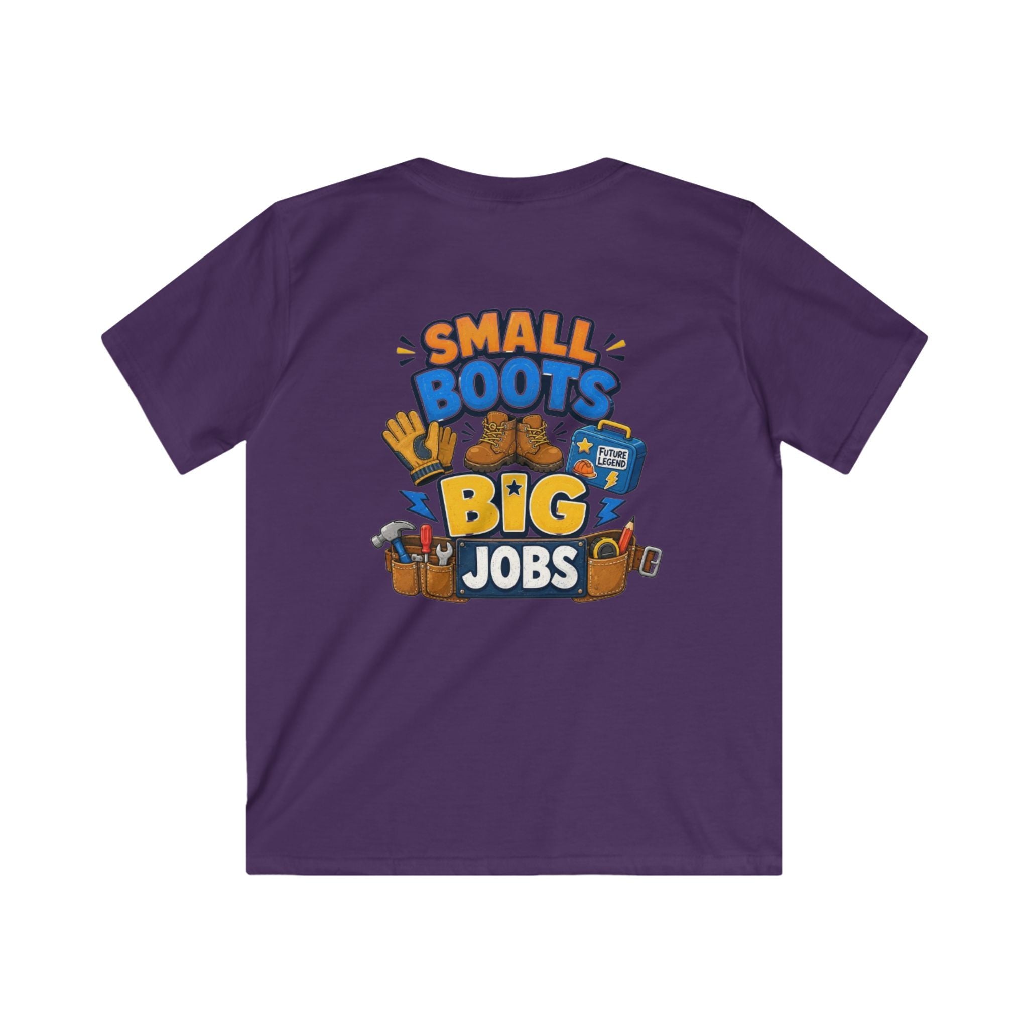 Kids Tee — "Small Boots Big Jobs" Construction Graphic Shirt for Young Builders