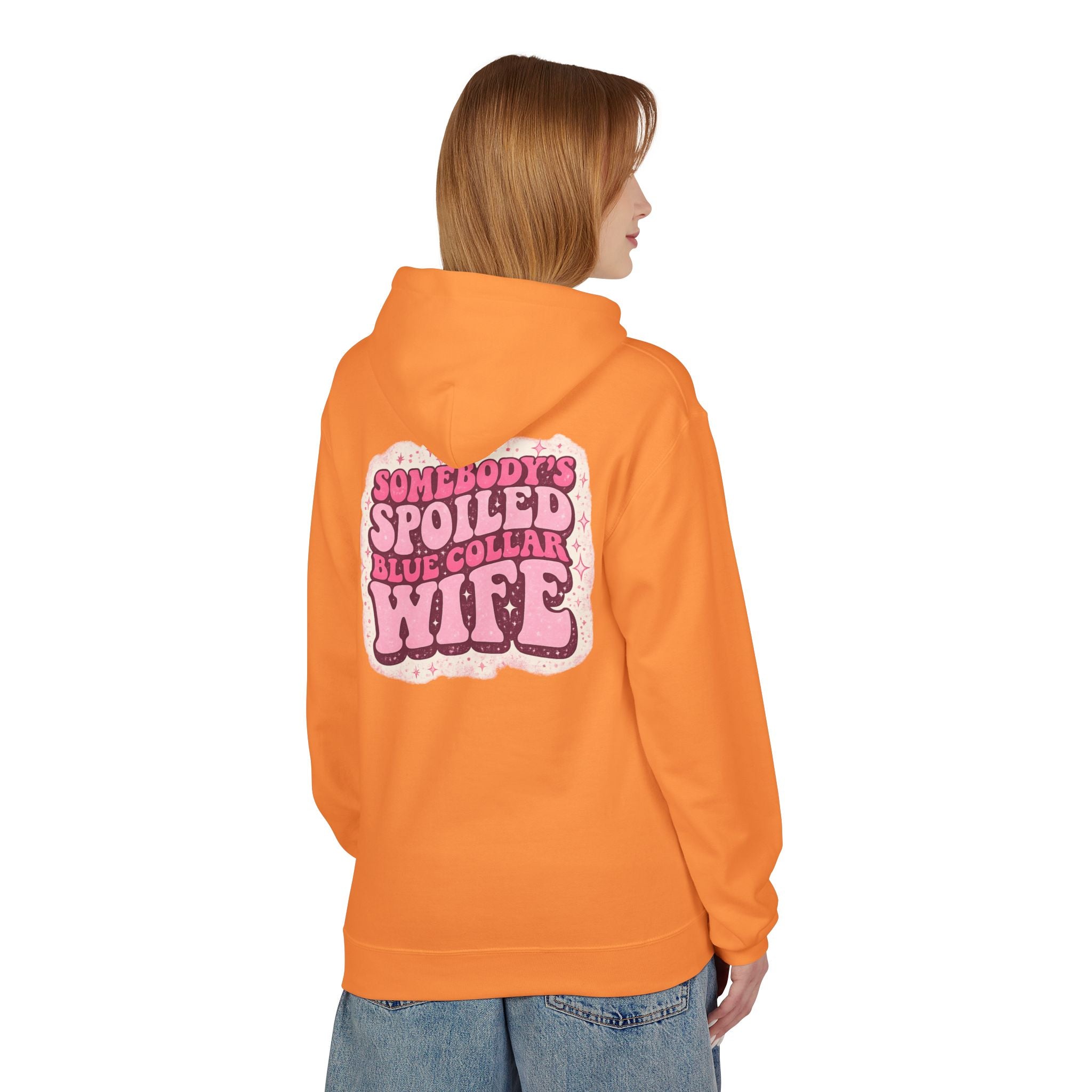 Somebody's Spoiled Blue Collar Wife Hoodie - Pink Retro Graphic Pullover
