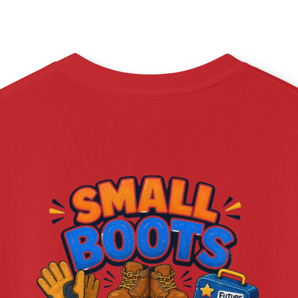 Kids Tee — "Small Boots Big Jobs" Construction Graphic Shirt for Young Builders