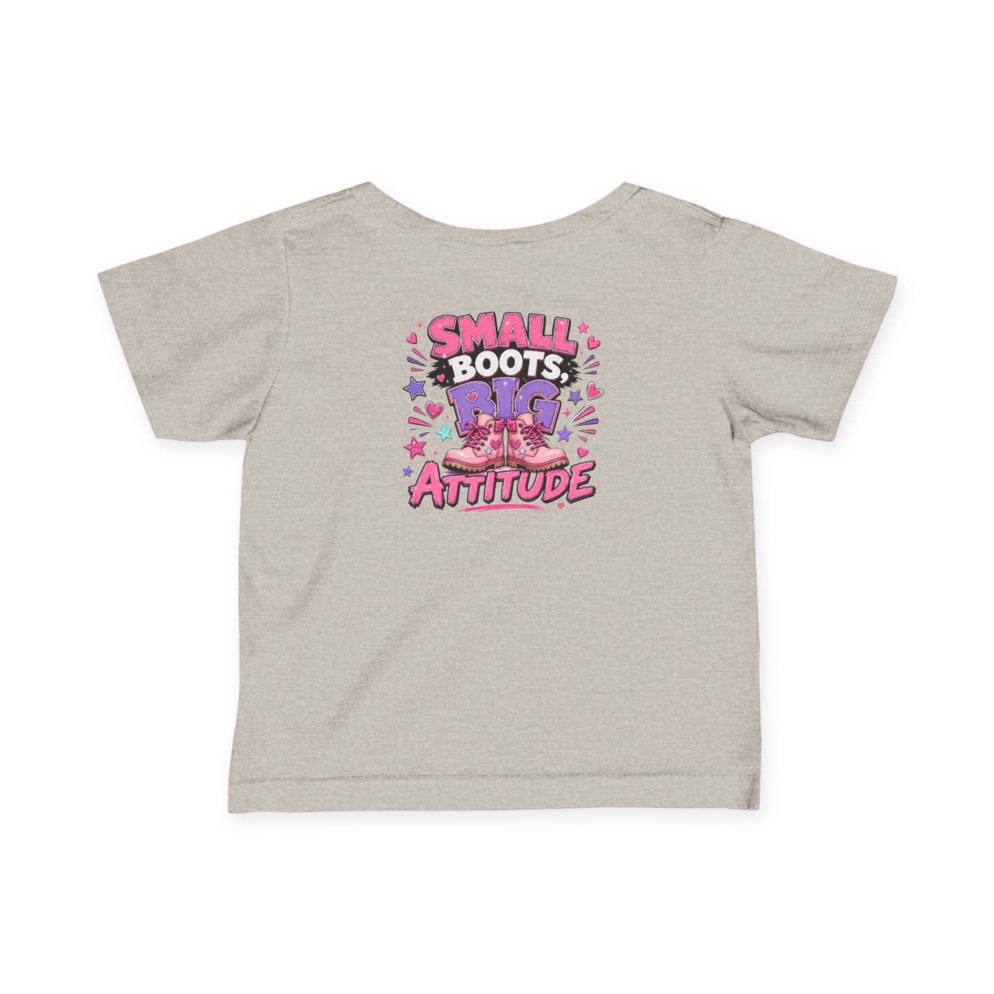 Infant Tee — "Small Boots Big Attitude" Cute Baby Boot Graphic Shirt