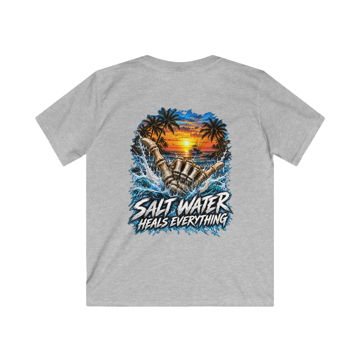 Kids T-Shirt — "Salt Water Heals Everything" Tropical Sunset Beach Tee
