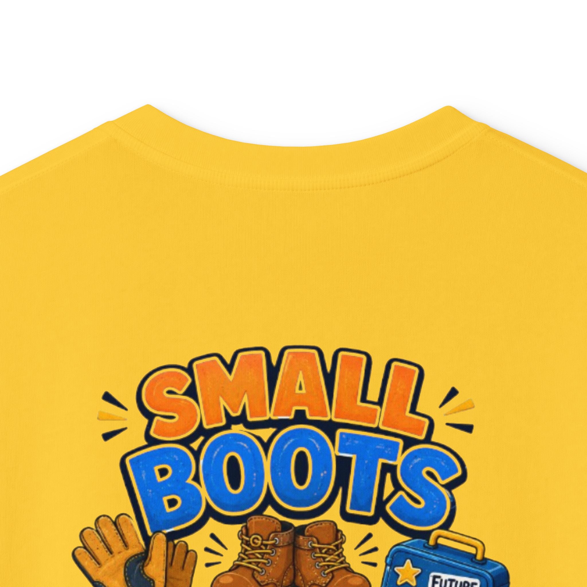 Kids Tee — "Small Boots Big Jobs" Construction Graphic Shirt for Young Builders