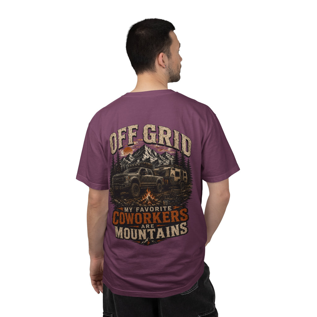 Off Grid Mountains T-Shirt — "Off Grid: My Favorite Coworkers Are Mountains" Adventure Tee