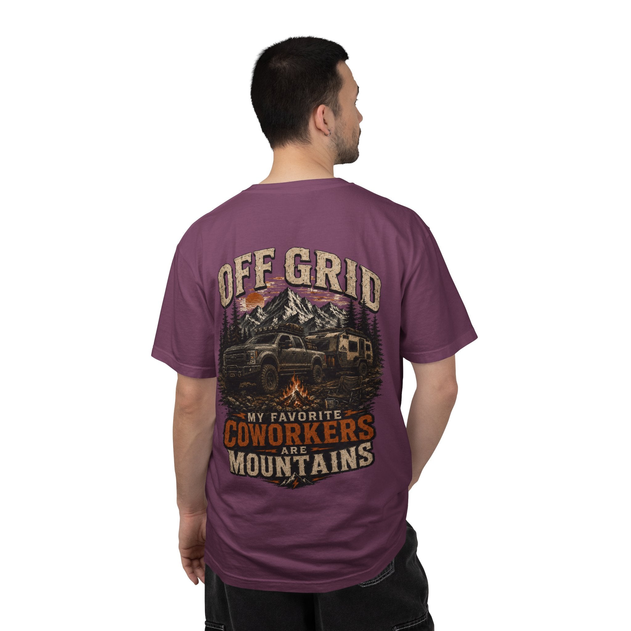 Off Grid Mountains T-Shirt — "Off Grid: My Favorite Coworkers Are Mountains" Adventure Tee