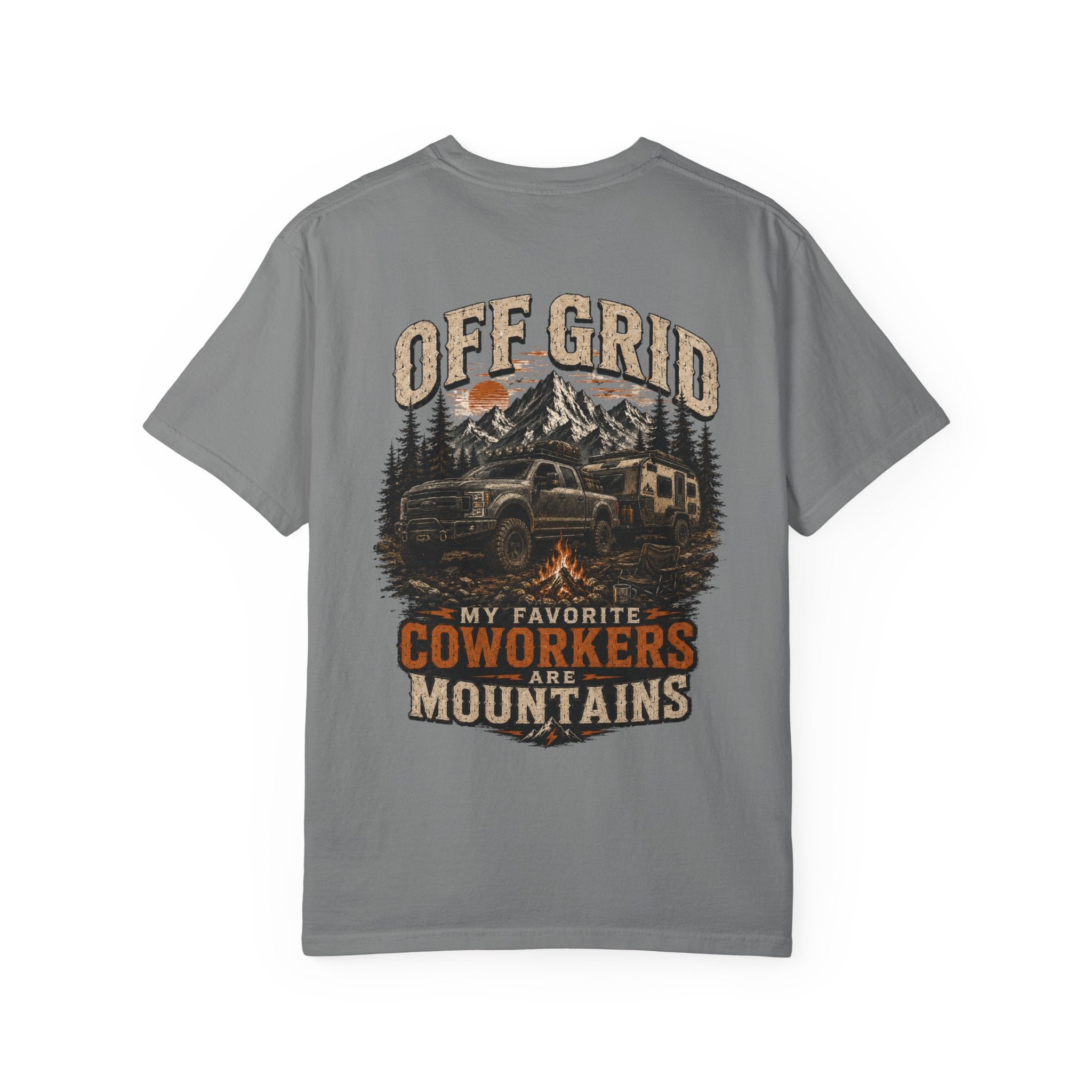 Off Grid Mountains T-Shirt — "Off Grid: My Favorite Coworkers Are Mountains" Adventure Tee