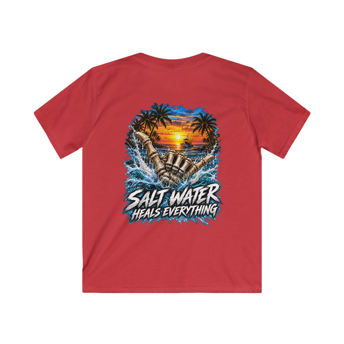 Kids T-Shirt — "Salt Water Heals Everything" Tropical Sunset Beach Tee