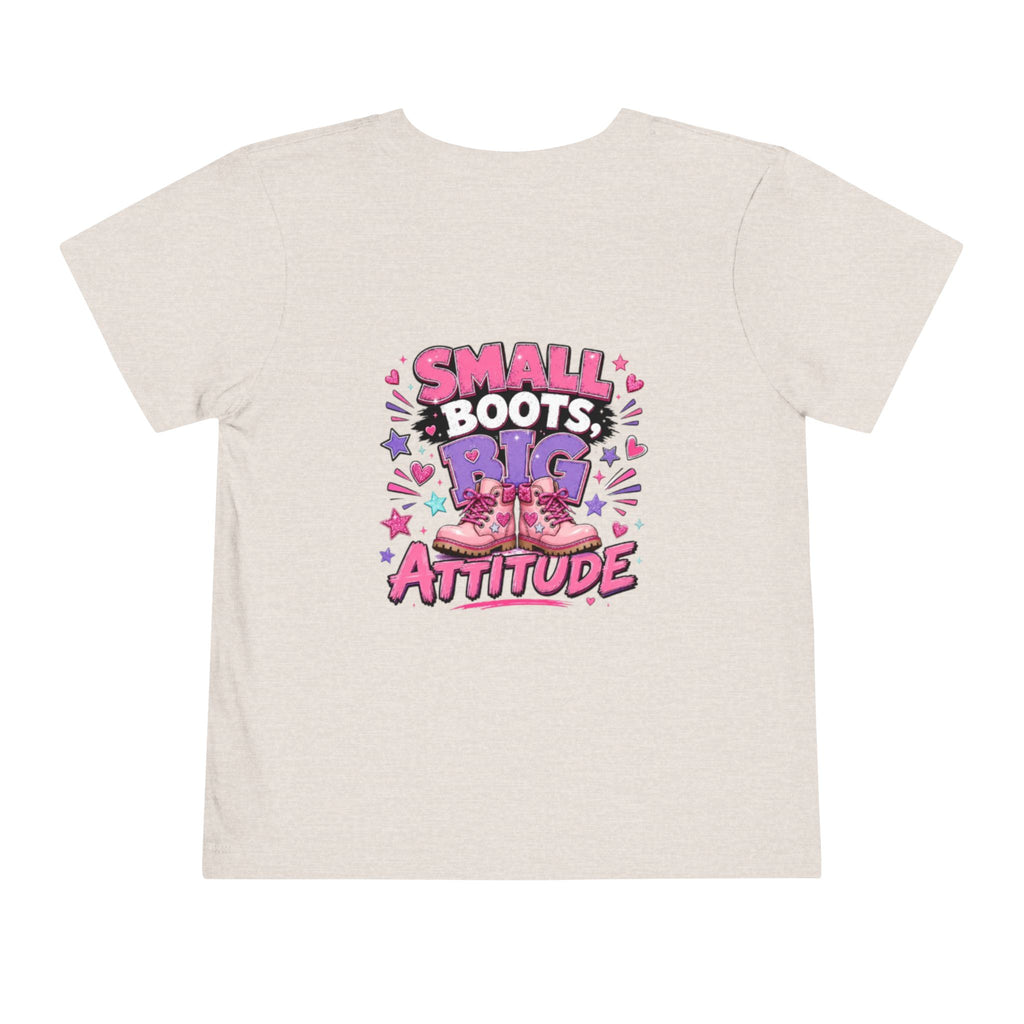 Toddler Tee — "Small Boots, Big Attitude" Pink Cowgirl Graphic