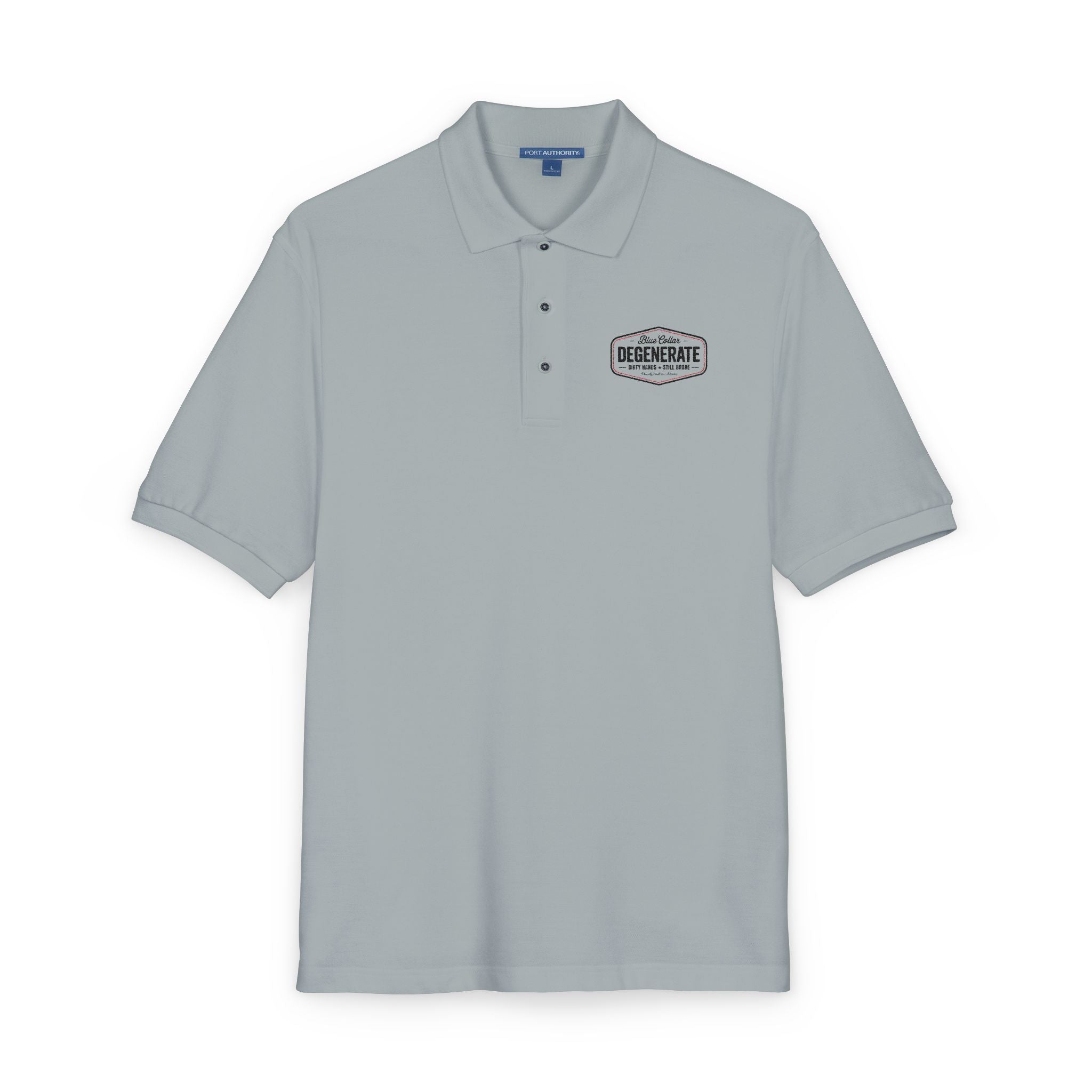 Embroidered Blue Collar Degenerate Polo Shirt