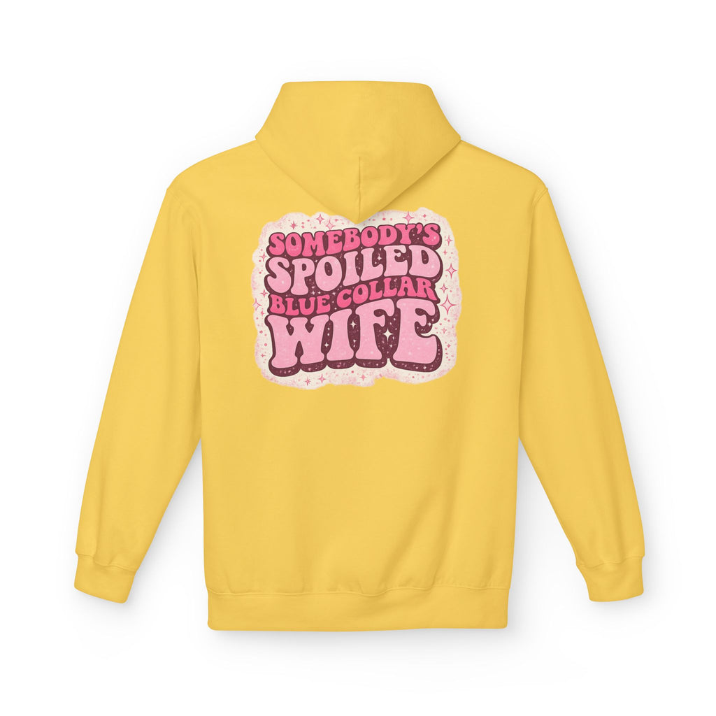 Somebody's Spoiled Blue Collar Wife Hoodie - Pink Retro Graphic Pullover