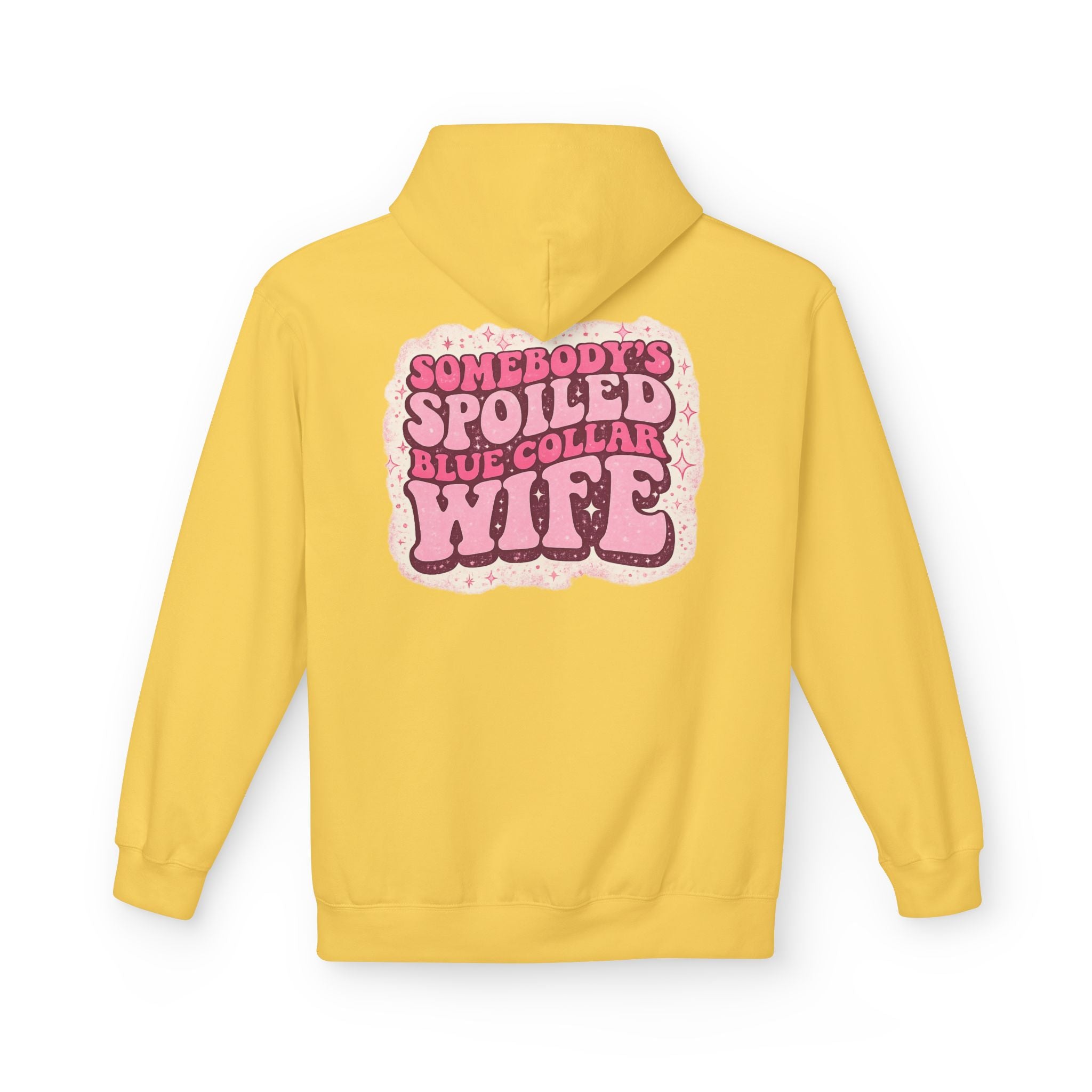 Somebody's Spoiled Blue Collar Wife Hoodie - Pink Retro Graphic Pullover