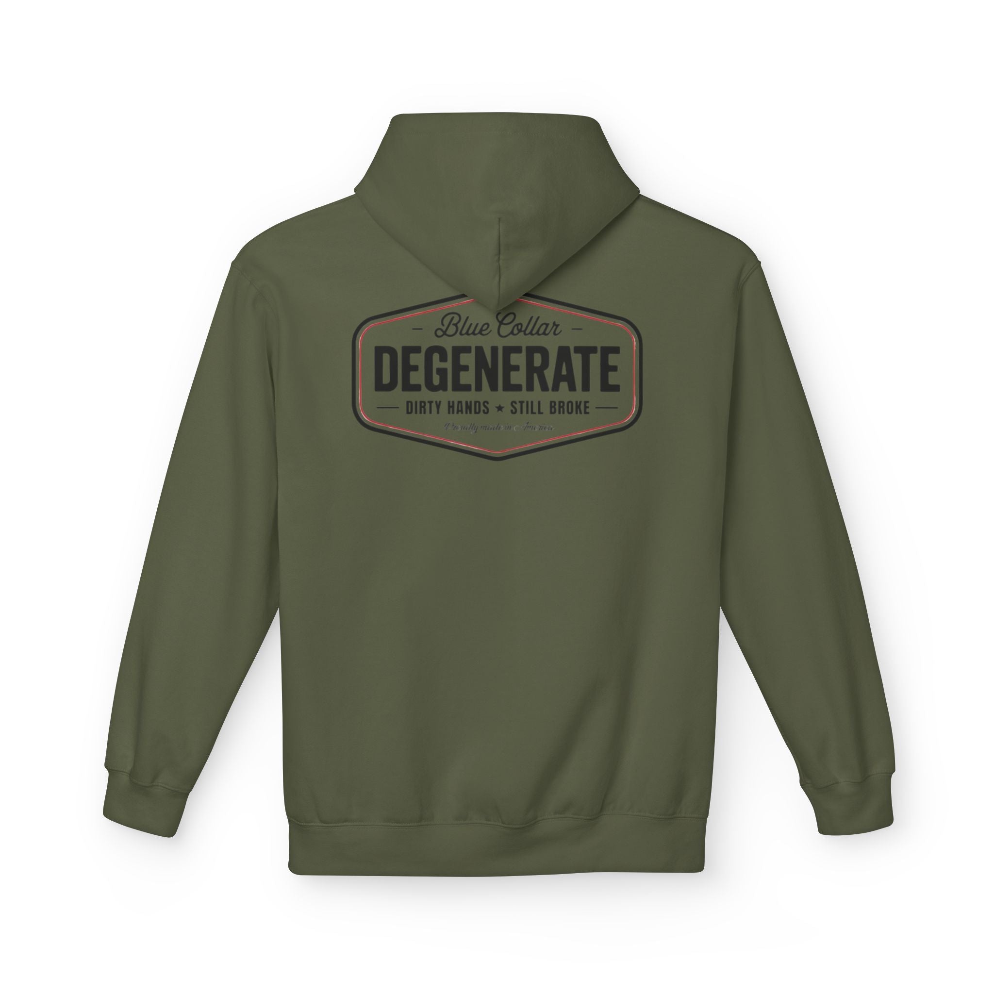 Blue Collar Degenerate Hoodie – "Dirty Hands • Still Broke" Workwear Pullover