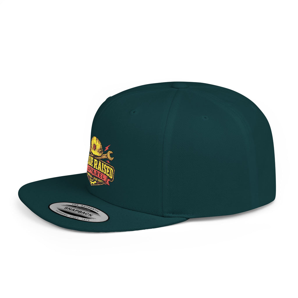 Flat Bill Snapback Hat — "Trade Raised" Logo Cap