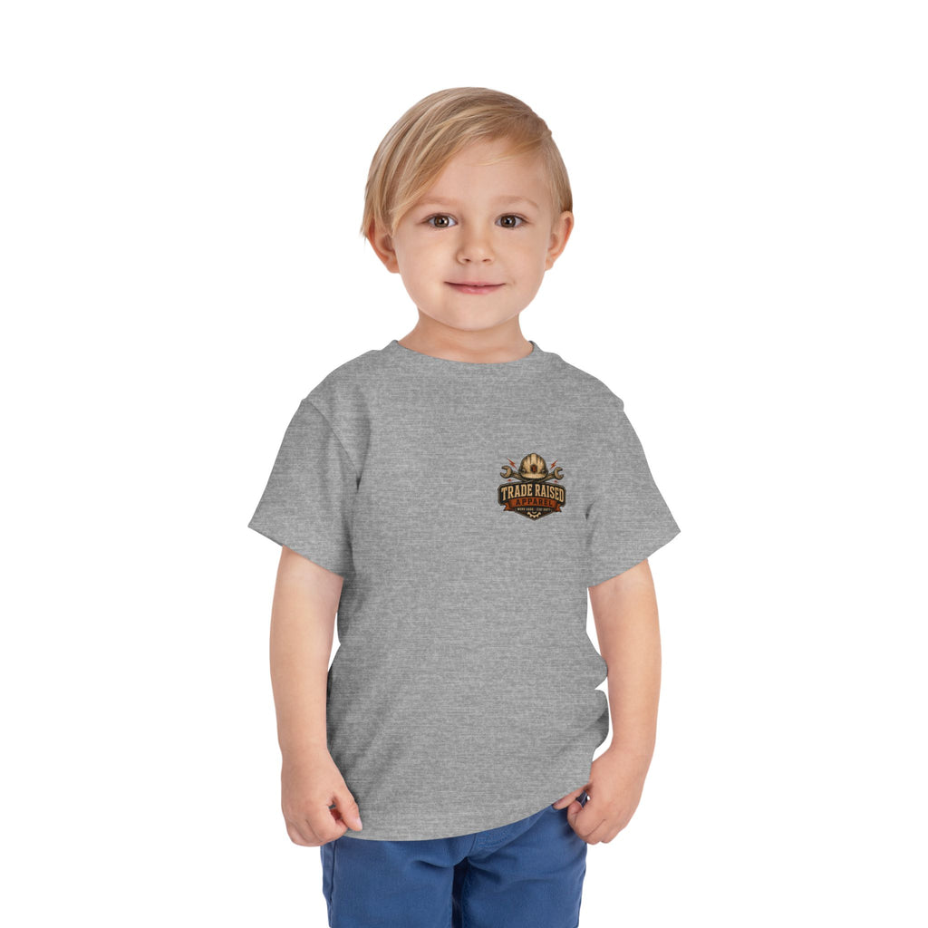 Toddler Tee — "Raised in the Trades" Blue Collar Kid Shirt