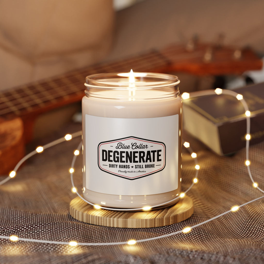 Blue Collar Degenerate Scented Soy Candle — 9oz Jar (Dirty Hands • Still Broke)