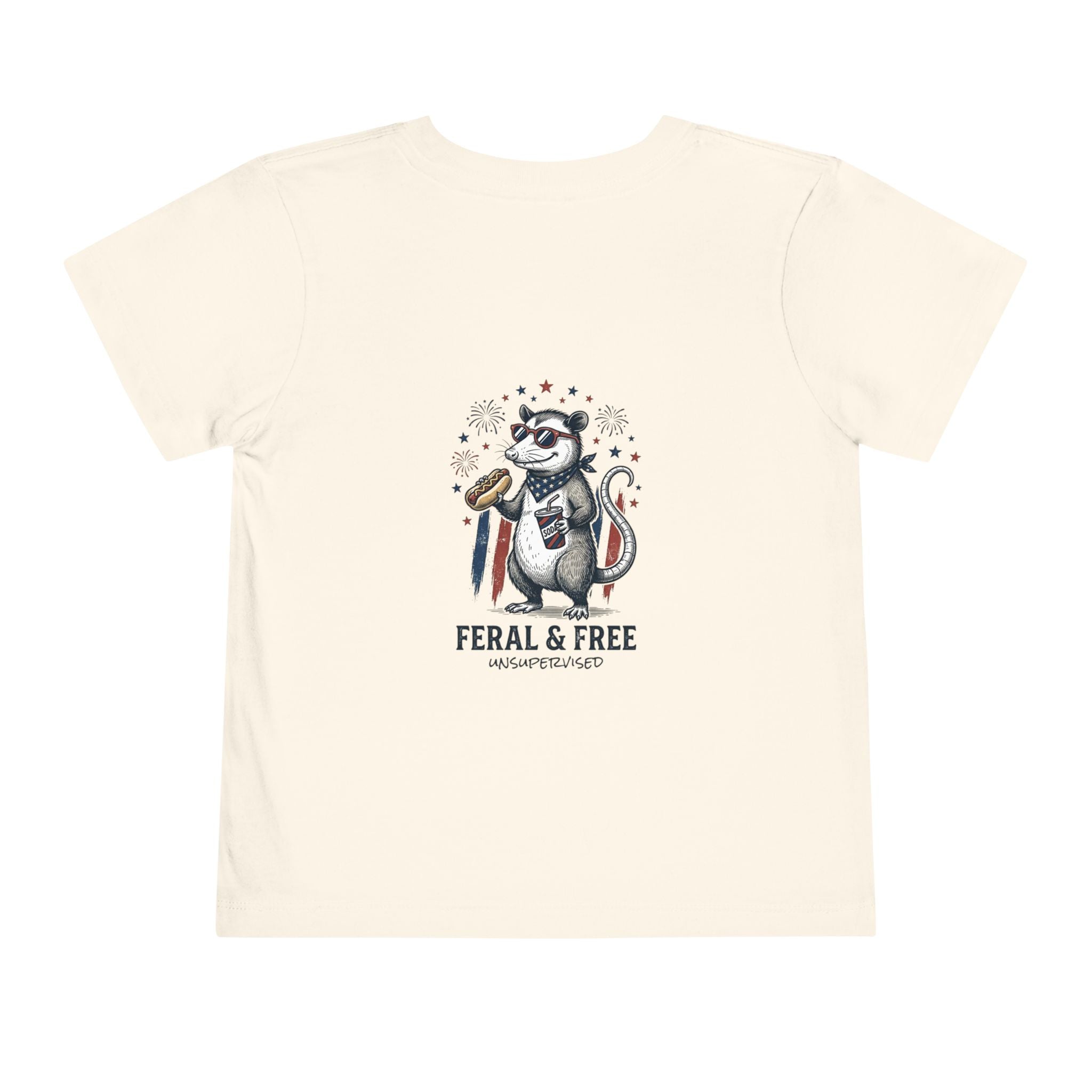Toddler Tee — "Feral & Free" Raccoon 4th of July Patriotic Shirt