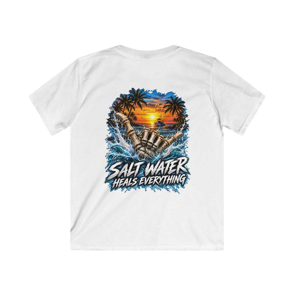 Kids T-Shirt — "Salt Water Heals Everything" Tropical Sunset Beach Tee